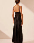 Shona Joy Moraya Plunged Godet Maxi Dress Black
