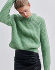Second Female Kalliha Knit O-Neck Pistachio Green