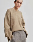 Second Female Cler Knit O-Neck Laurel Oak