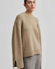 Second Female Cler Knit O-Neck Laurel Oak