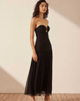 Shona Joy Isola Strapless Ruched Midi Dress Black