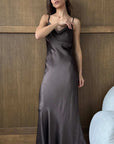 Charli Alena Satin Dress Dark Espresso One Size