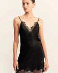 Shona Joy Maisie Lace Slip Mini Dress Black