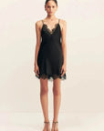 Shona Joy Maisie Lace Slip Mini Dress Black