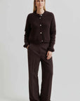 Second Female Andrea Knit Rib Cardigan Chocolate Plum