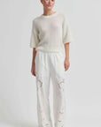 Second Female Silia Knit SS O-Neck Eggnog