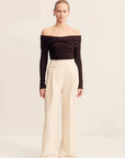 Shona Joy Beau Off Shoulder Twist Front Top Espresso
