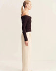 Shona Joy Beau Off Shoulder Twist Front Top Espresso