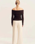 Shona Joy Beau Off Shoulder Twist Front Top Espresso