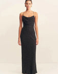 Shona Joy Houston Lace Back Maxi Dress Noir Polka