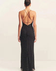 Shona Joy Houston Lace Back Maxi Dress Noir Polka