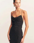 Shona Joy Houston Lace Back Maxi Dress Noir Polka