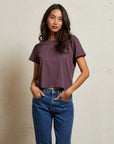 Perfectwhitetee Harley Cotton Short Sleeve Boxy Crew Tee Plum
