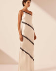 Shona Joy Camille Lace Asymmetrical Maxi Dress