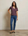 Perfectwhitetee Hendrix Cotton Short Sleeve Boxy V Neck Tee Plum