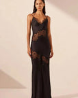 Shona Joy Jamila Lace Panelled Maxi Dress Black