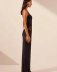 Shona Joy Jamila Lace Panelled Maxi Dress Black