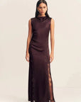 Shona Joy Allegra Lace Panelled Maxi Dress Espresso