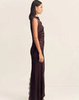 Shona Joy Allegra Lace Panelled Maxi Dress Espresso