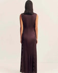 Shona Joy Allegra Lace Panelled Maxi Dress Espresso