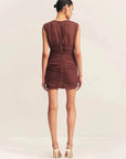 Shona Joy Blair Panelled Gathered Mini Dress Cocoa