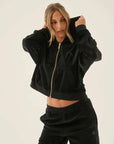 Araminta James Velour Hoodie Noir