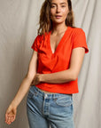 Perfectwhitetee Alanis Recycled Cotton V Neck Tee Tomato