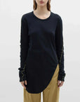Bassike Scoop Hem Layering Long Sleeve T Shirt Black Malt