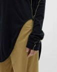 Bassike Scoop Hem Layering Long Sleeve T Shirt Black Malt