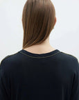Bassike Scoop Hem Layering Long Sleeve T Shirt Black Malt