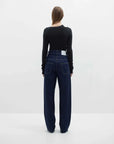 Bassike Slim Rib Cut Out Long Sleeve T Shirt Black