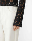 Bassike Long Sleeve Lace Top Black