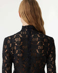 Bassike Long Sleeve Lace Top Black