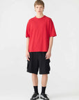 Bassike Acid Wash Short Sleeve Boxy T Shirt Red Acid