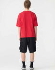 Bassike Acid Wash Short Sleeve Boxy T Shirt Red Acid