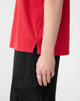Bassike Acid Wash Short Sleeve Boxy T Shirt Red Acid