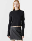 Bassike Slim Rib Raglan Long Sleeve Tshirt Black