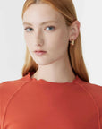 Bassike Slim Rib Raglan Long Sleeve TShirt Red Cedar