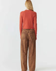 Bassike Slim Rib Raglan Long Sleeve TShirt Red Cedar