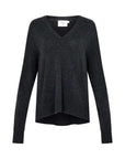 Bassike Low V Neck Slouch Knit Dark Charcoal