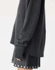 Bassike Low V Neck Slouch Knit Dark Charcoal