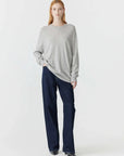Bassike Oversized Crew Neck Knit Light Grey Marle
