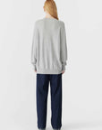 Bassike Oversized Crew Neck Knit Light Grey Marle