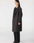 Bassike Check Wool Coat Brown Ink