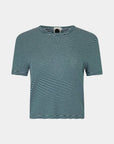 Bassike Stripe Rib Baby T Shirt Dark Forest White