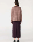 Bassike Stripe Slouch Long Sleeve T Shirt Pink Orange Plum