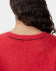 Bassike Deep V Textured Knit Red
