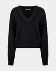 Bassike Sleeve Detail V Neck Knit Dark Charcoal