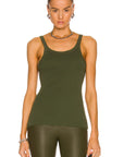 Bassike Everyday Superfine Rib Tank Khaki Green