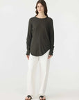 Bassike Regular Scoop Hem Long Sleeve T Shirt Slate Grey